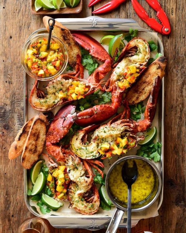 Grilled Lobster Tail with Mango Salsa