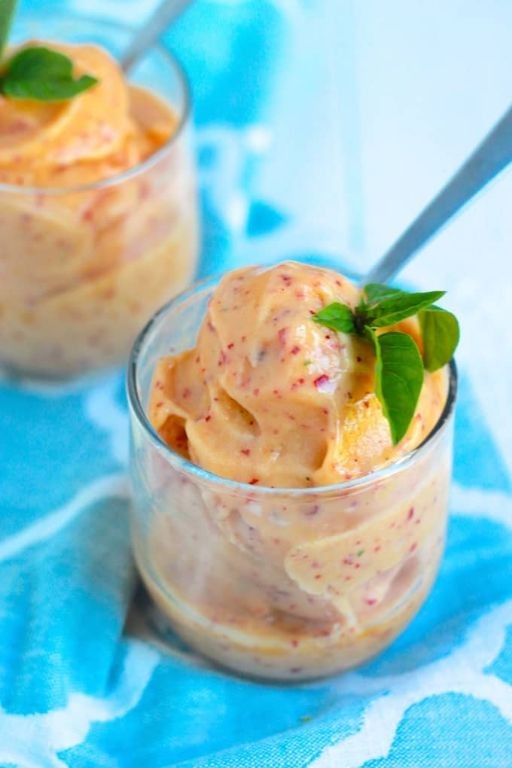 Grilled Peach and Basil Sorbet