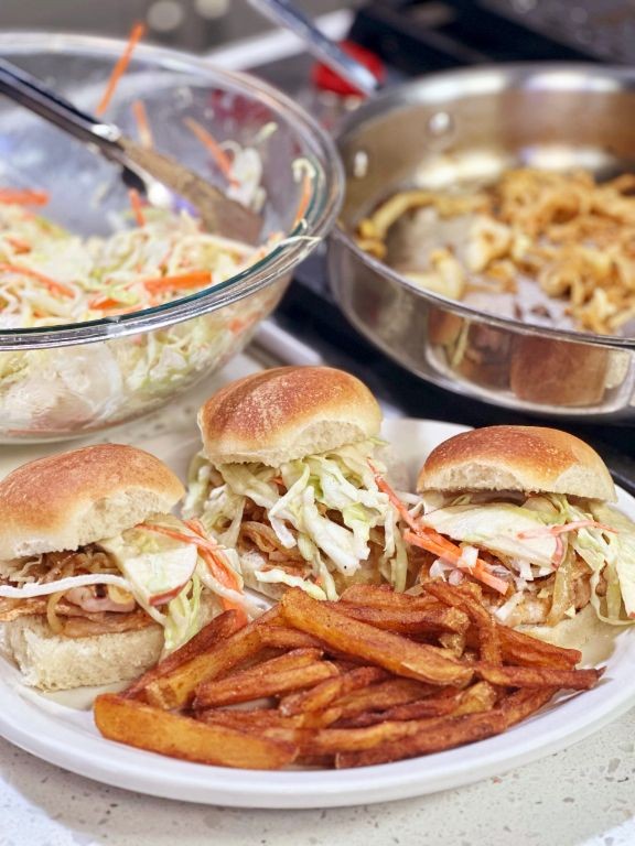 Grilled Pork Tenderloin Sandwich with Apple Slaw