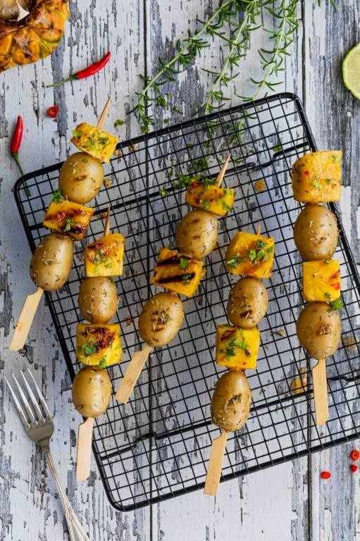 Grilled Potato and Pineapple Skewers