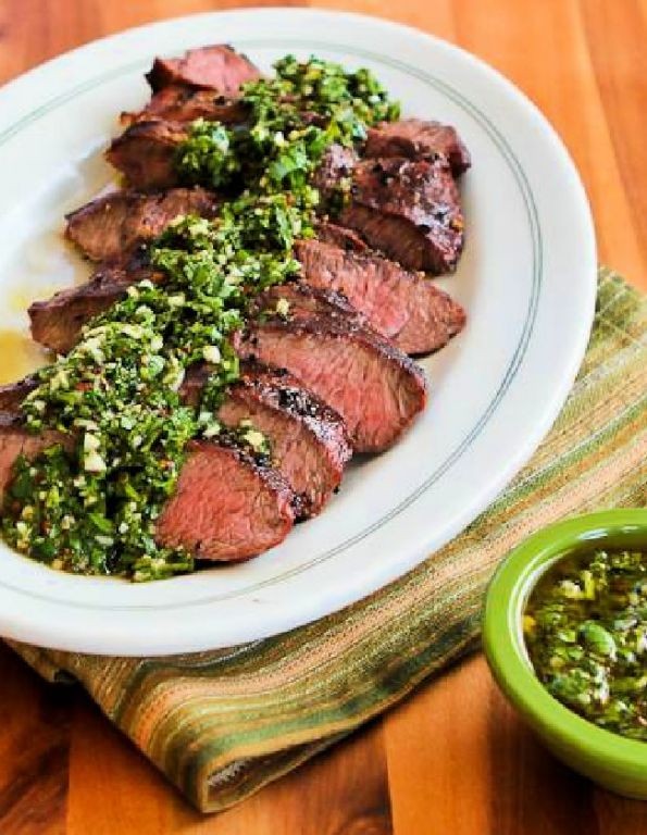 Grilled Round Steak with Chimichurri Sauce