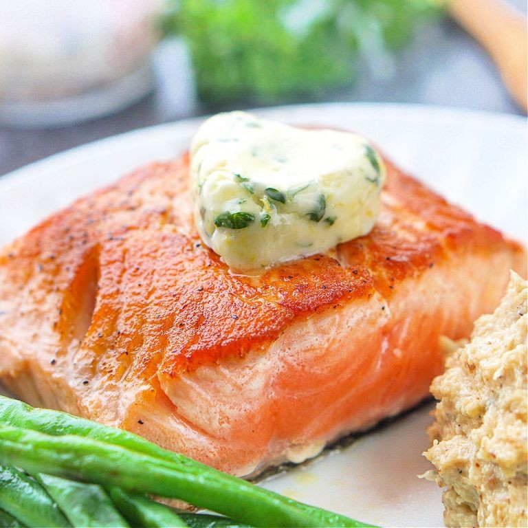 Grilled Salmon Moose with Lemon Herb Butter