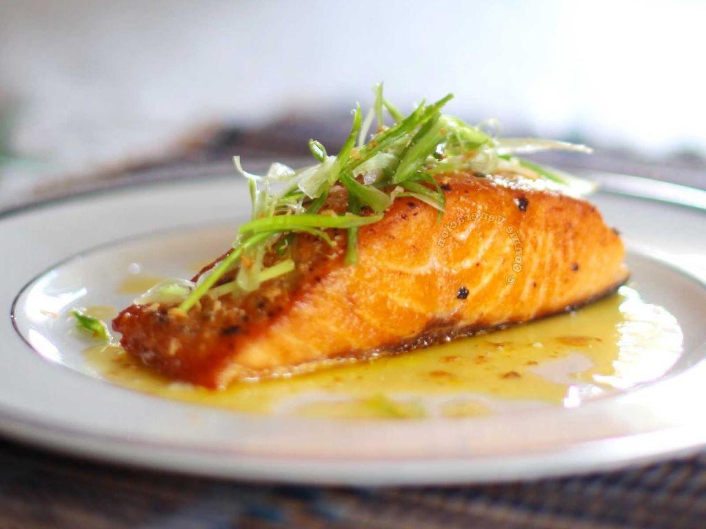 Grilled Salmon with Cordyceps Butter Sauce