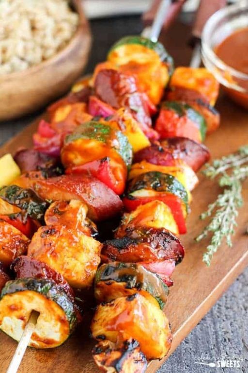 Grilled Sausage and Veggie Skewers