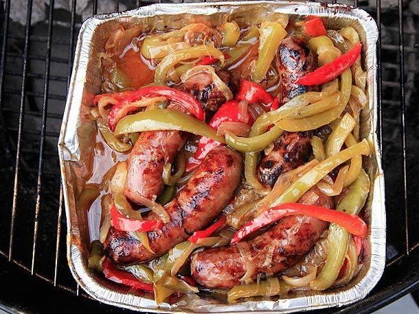 Grilled Sweet Italian Sausage with Caramelized Onions