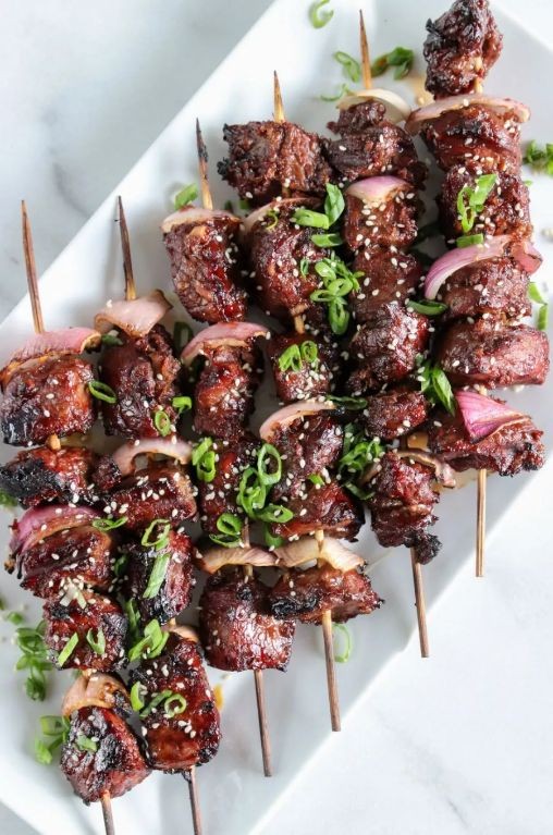 Grilled Sweet Onion and Steak Skewers