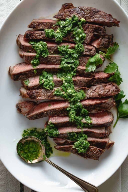 Grilled Tenderized Round Steak with Chimichurri