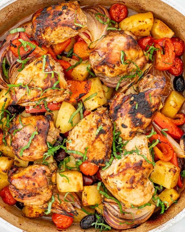 Grilled chicken with roasted vegetables