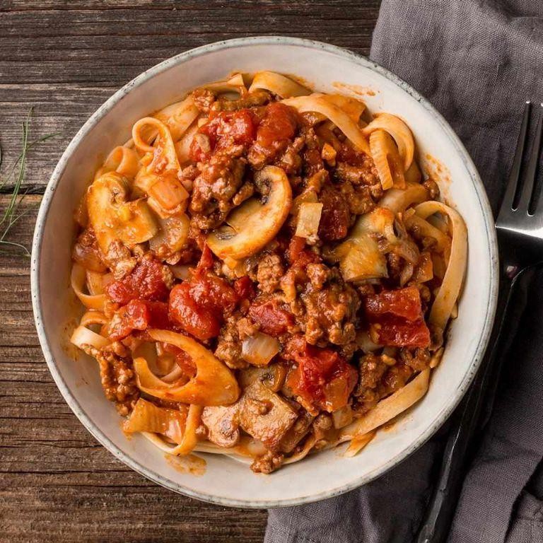 Ground Beef and Mushroom Bolognese Pasta
