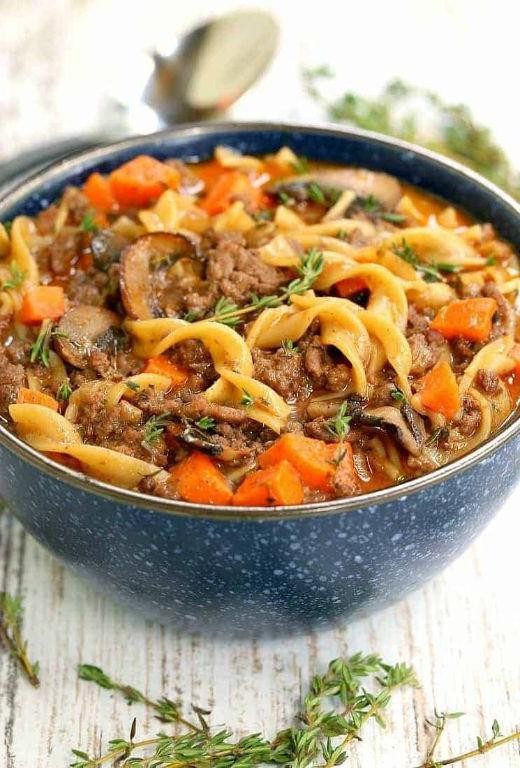 Ground Beef and Mushroom Soup