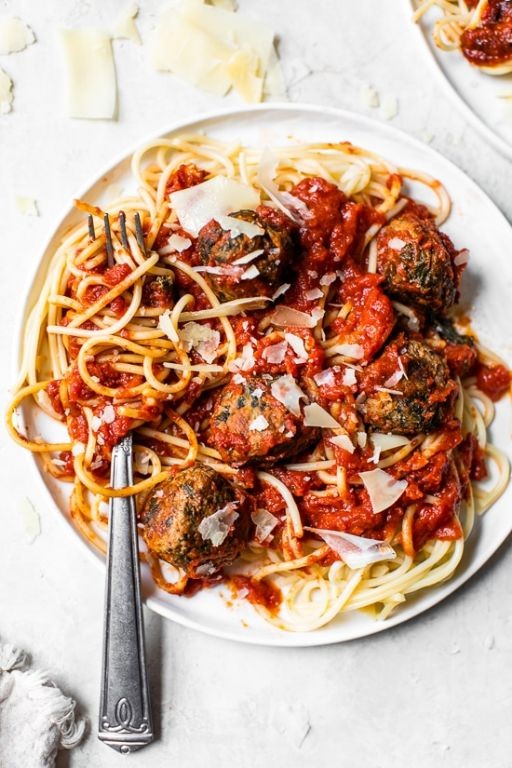 Ground Beef and Spinach Meatballs in Tomato Sauce
