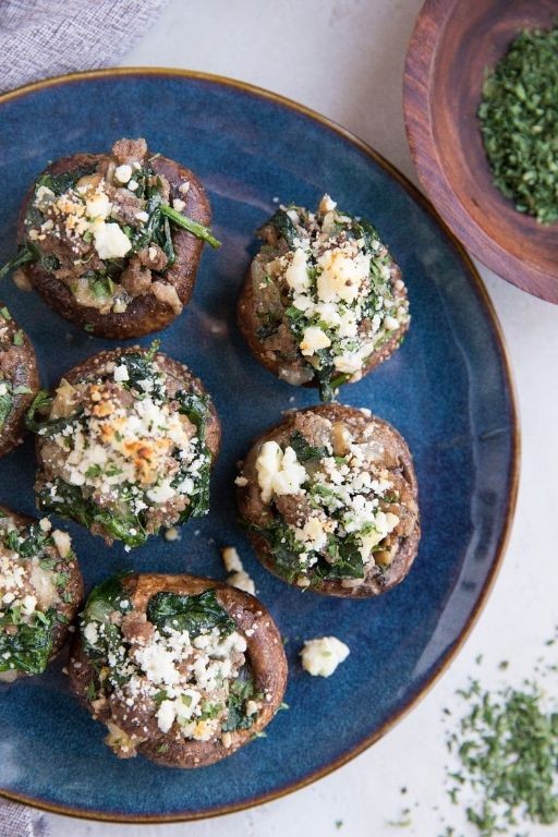 Ground Beef and Spinach Stuffed Mushrooms