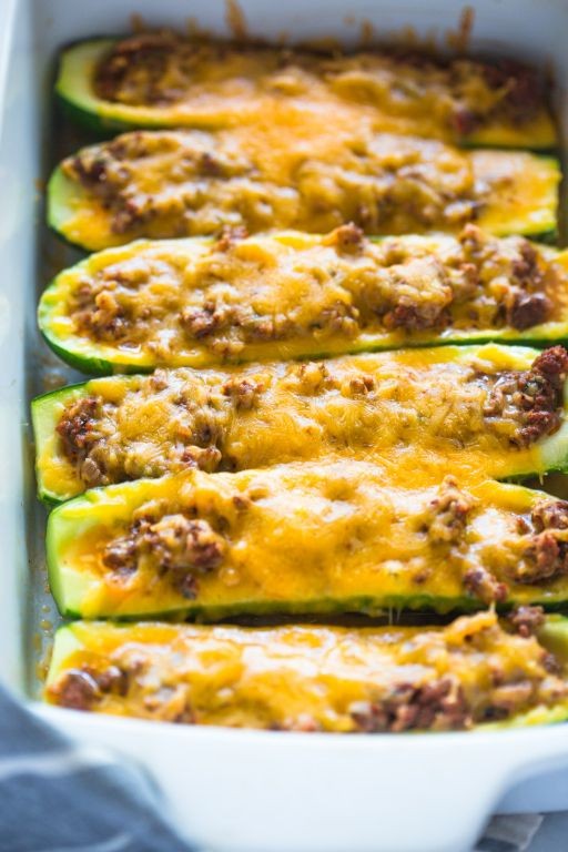 Ground Beef and Spinach Stuffed Zucchini Boats