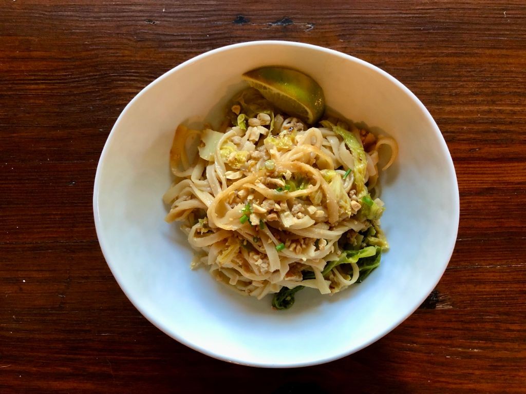 Ground Chicken and Cabbage Noodle Bowl