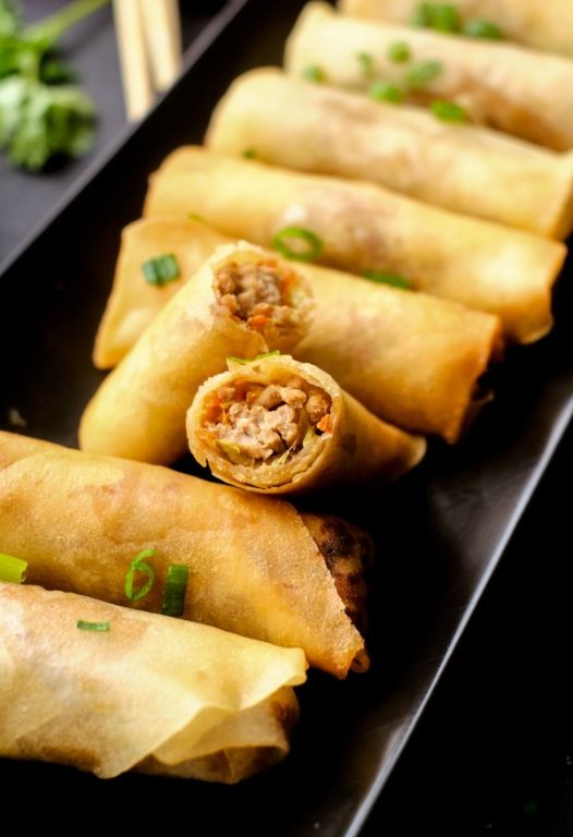 Ground Chicken and Cabbage Spring Rolls