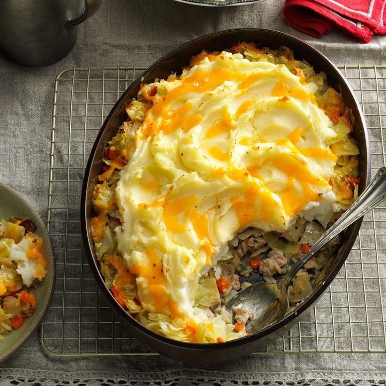 Ground Pork and Cabbage Shepherd’s Pie