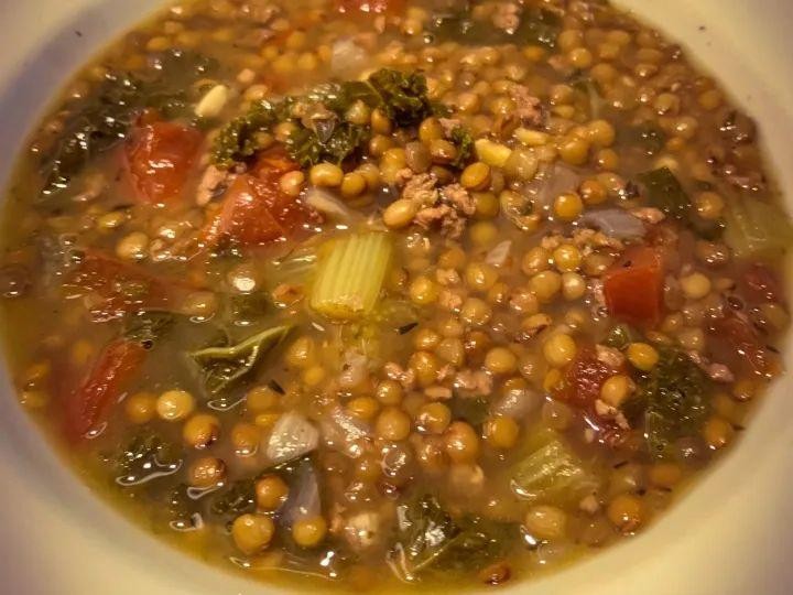Ground Pork and Lentil Soup