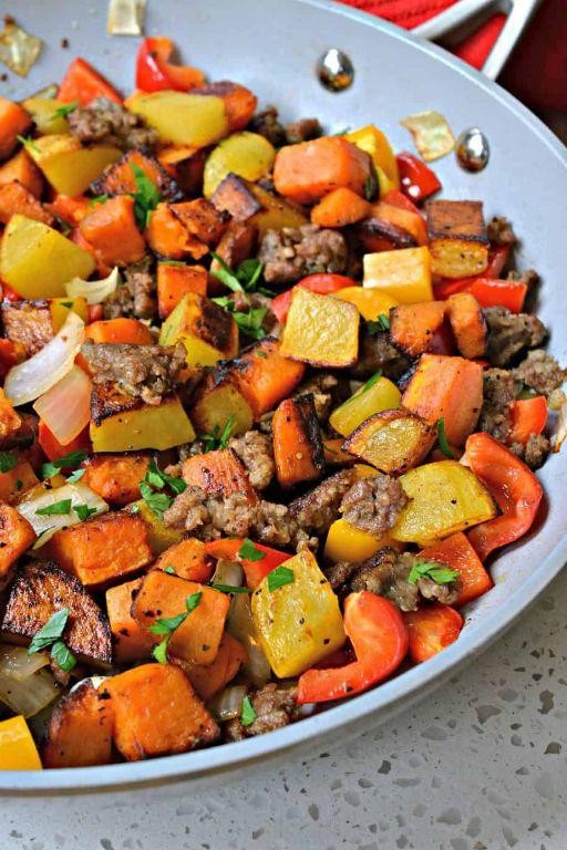 Ground Pork and Sweet Potato Hash