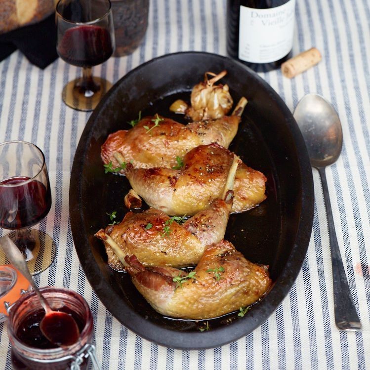 Guinea Hen Confit with Crispy Skin