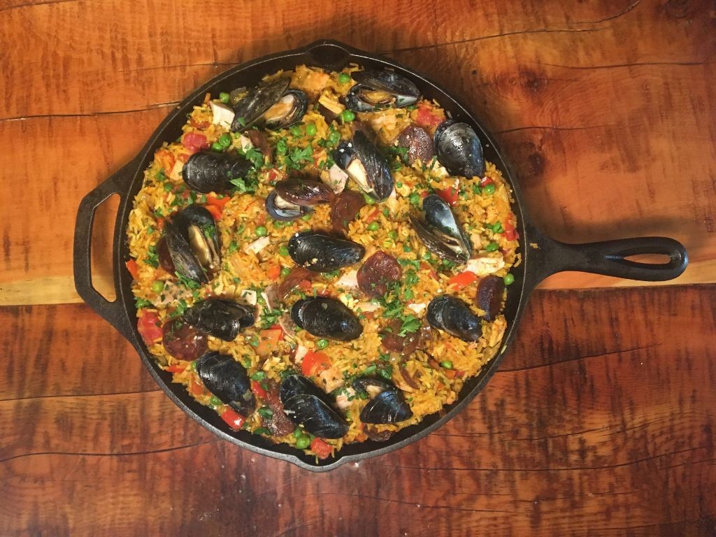 Guinea Hen Paella with Saffron and Chorizo