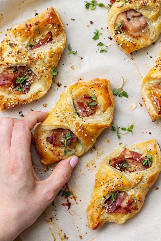Ham and Cheese Puff Pastry Breakfast Roll-Ups
