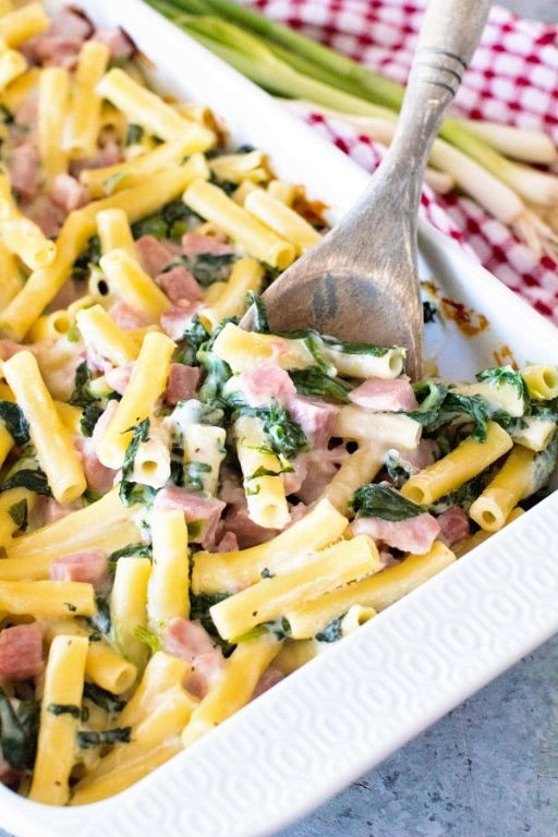 Ham and Spinach Alfredo Casserole