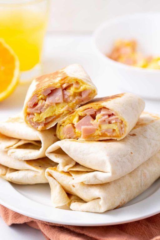 Ham and Swiss Breakfast Wrap