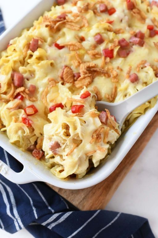 Ham and Swiss Casserole with Egg Noodles
