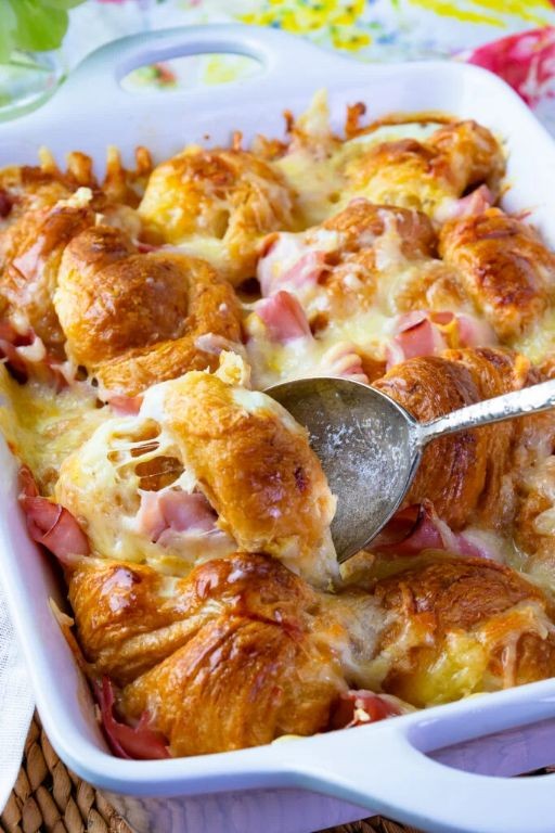Ham and Swiss Crescent Roll Casserole