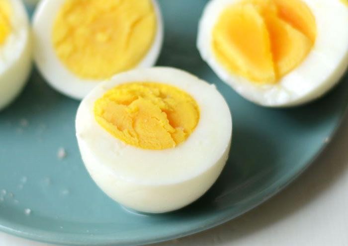 Hard-boiled eggs with sea salt