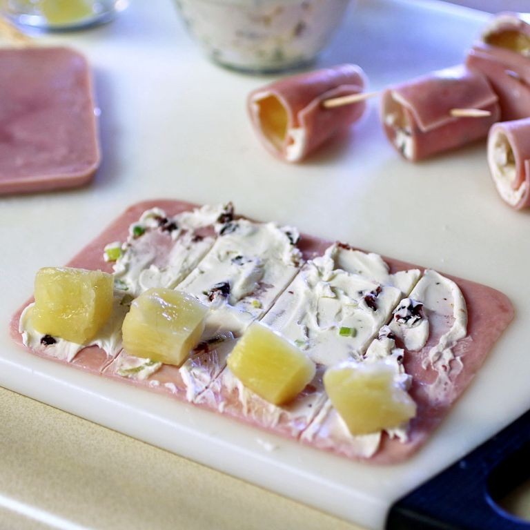 Hawaiian Flautas with Ham and Pineapple