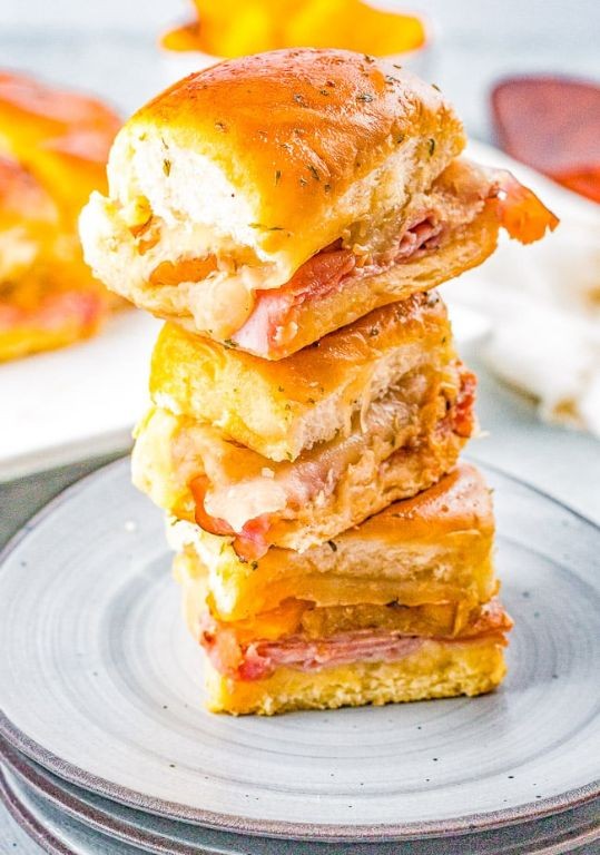 Hawaiian Ham and Swiss Sliders with Pineapple Glaze