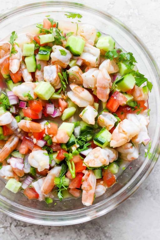 Head on Shrimp Ceviche with Lime and Cilantro