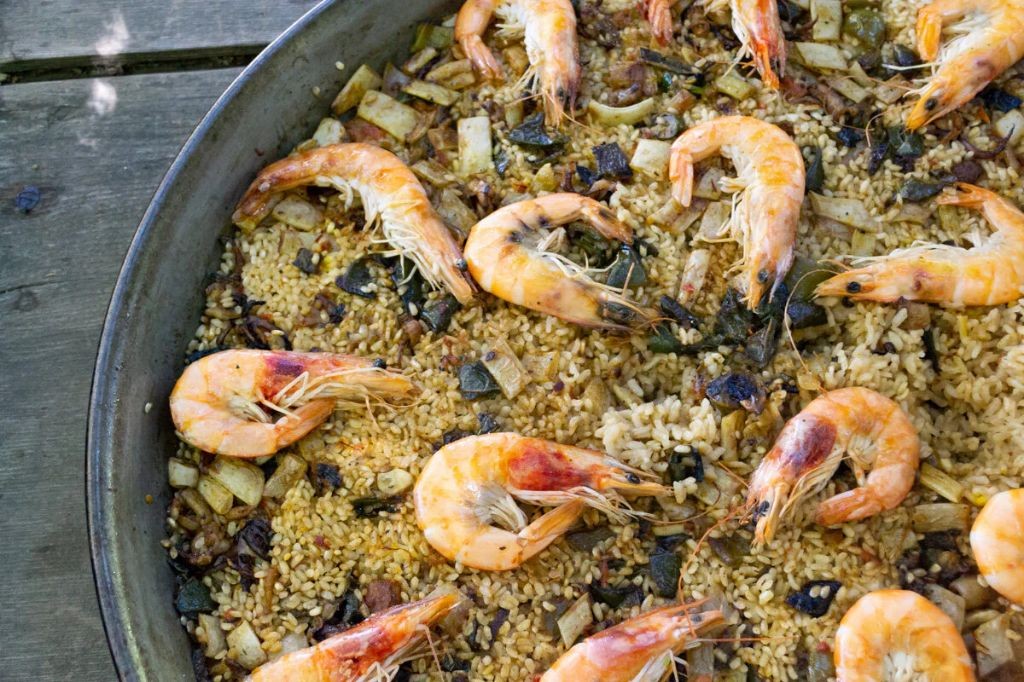 Head on Shrimp Paella with Saffron Rice