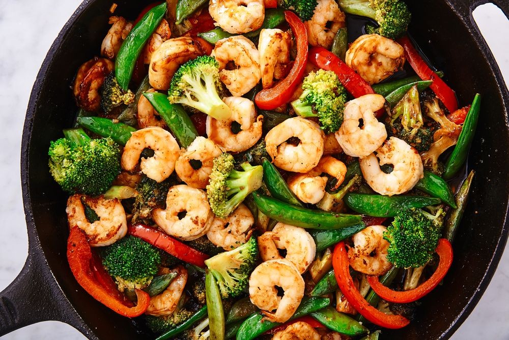 Head on Shrimp Stir-Fry with Vegetables