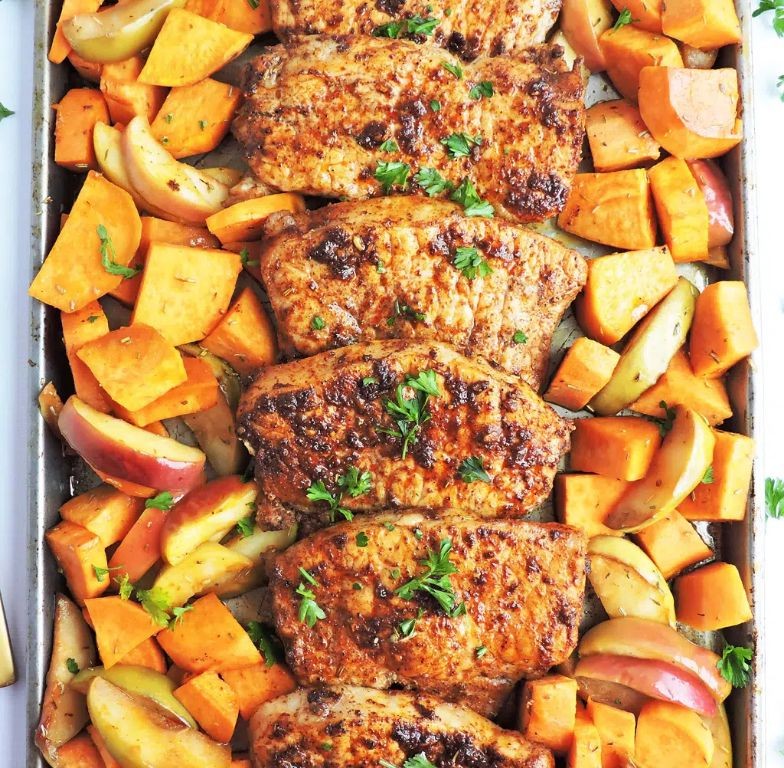 Healthy BBQ Pork Chops with Sweet Potato Wedges