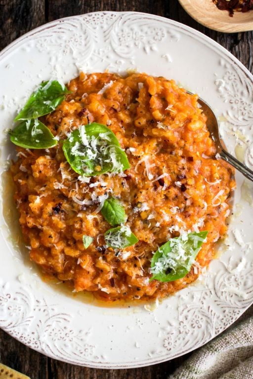 Heirloom Tomato Risotto with Fresh Basil