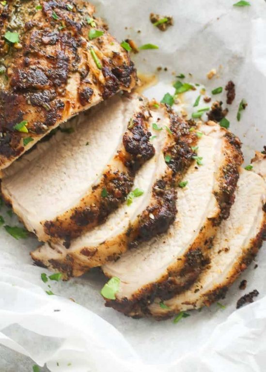 Herb Crusted Pork Loin with Mustard Sauce