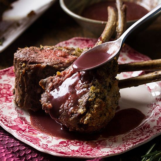 Herb-Crusted Butterflied Leg of Lamb with Red Wine Sauce