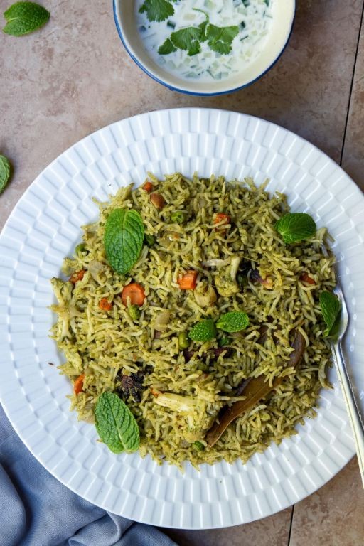 Herbed Afghani Pulao with Fresh Mint and Cilantro
