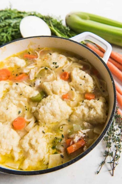 Herbed Chicken Noodle Soup with Dumplings