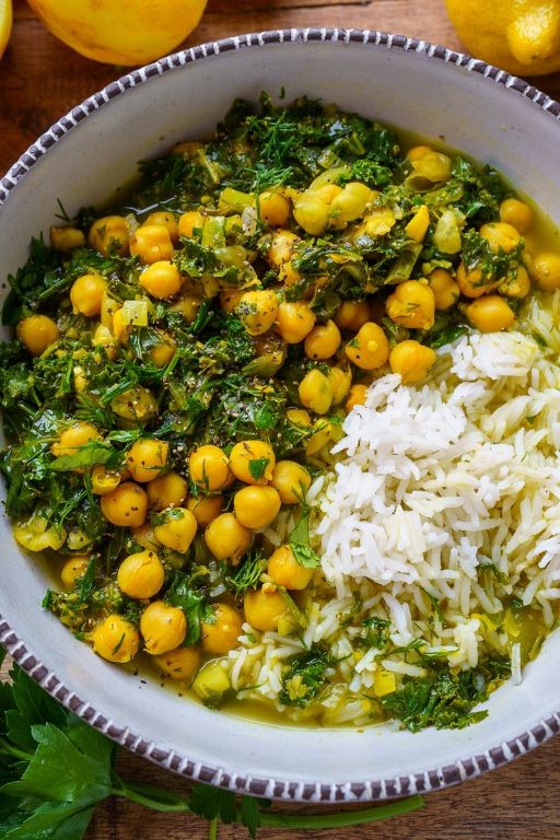 Herbed Chickpea and Spinach Stew