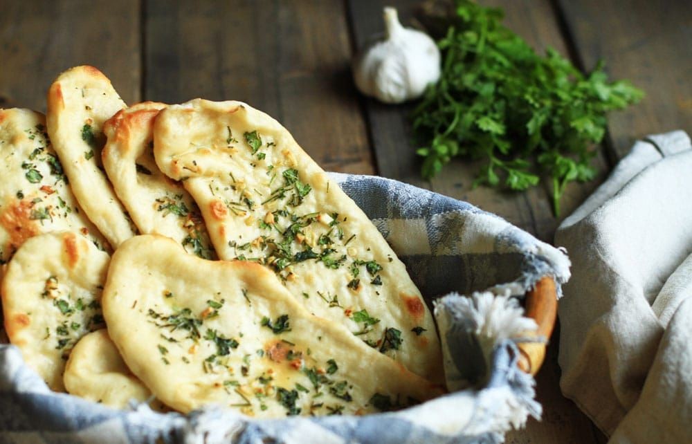 Herbed Naan with Fresh Coriander and Mint