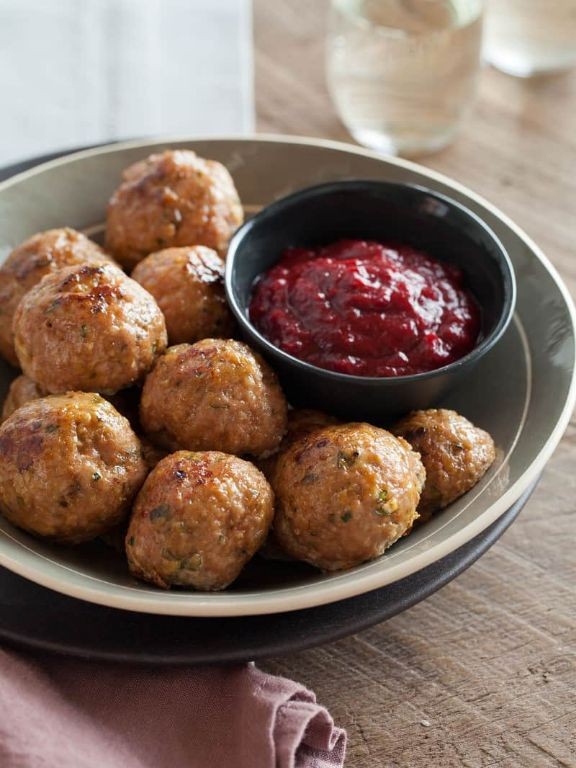 Herbed Turkey Meatballs with Cranberry Glaze