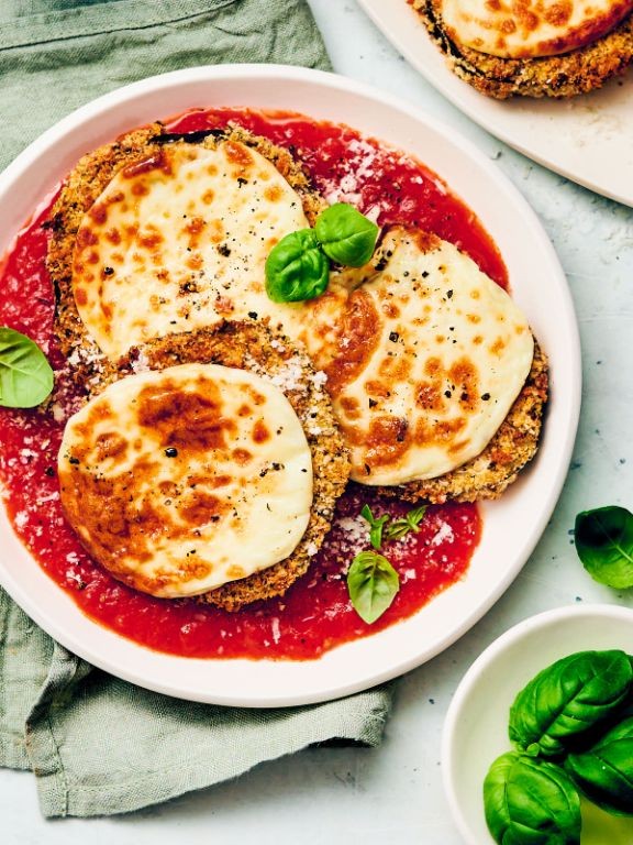 High Protein Air Fryer Eggplant Parmesan