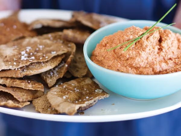 Homemade hummus with whole wheat pita