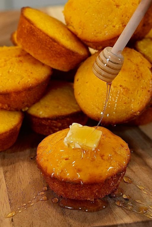 Honey Butter Sweet Cornbread Muffins