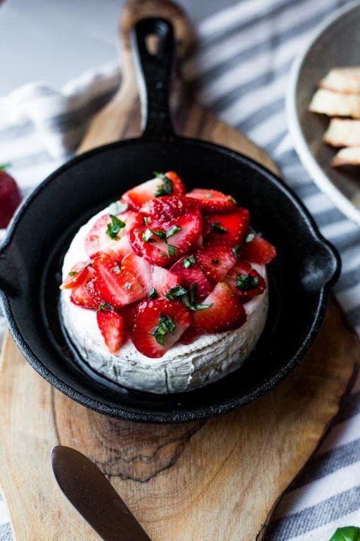 Honey Glazed Brie with Strawberry Jam
