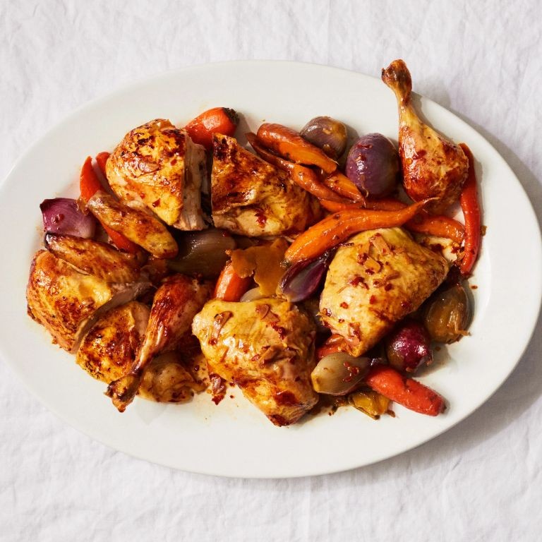 Honey Glazed Chicken with Roasted Carrots