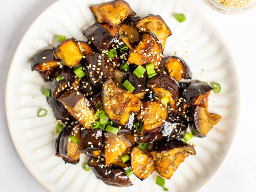Honey Glazed Sauteed Eggplant with Sesame Seeds